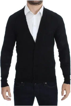 Costume National Strik, Herre, Sort, M, Uld, Sort Ekstra Fin Uld Cardigan Sweater