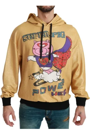 Dolce & Gabbana Sweathshirts & Hoodies, Herre, Gul, M, Uld, Guldgris Motiv Hættetrøje