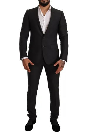 Dolce & Gabbana Jakkesæt, Herre, Grå, XS, Uld, Grå Uld Martini Slim Fit Sæt