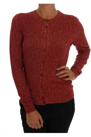 Dolce & Gabbana Strik, Dame, Rød, M, Uld, Rød Uld Cardigan Sweater