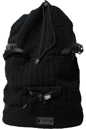 Dolce & Gabbana Taske, Herre, Sort, ONE SIZE, Uld, Sort Sølv Uld Tricot Rygsæk Mænd