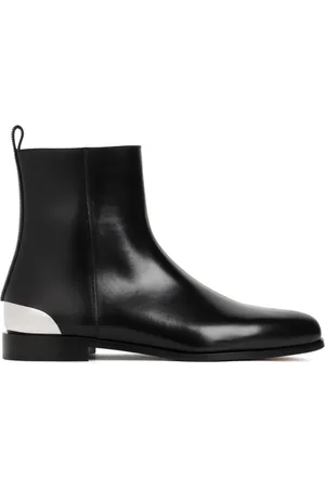 Alexander McQueen Sko, Herre, Sort, 40 EU, Læder, Sort Sølv Læderstøvler