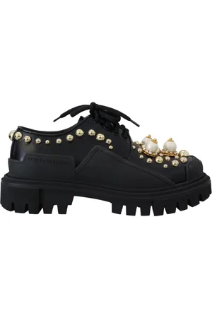 Dolce & Gabbana Sko, Dame, Sort, 35 1/2 EU, Læder, Sort læder trekking derby sko