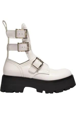 Alexander McQueen Sko, Dame, Hvid, 37 1/2 EU, Uld, Ankelstøvler