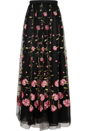Giambattista Valli Nederdel, Dame, Flerfarvet, XS, Polyester, Sort Rose Polyester Midi Nederdel