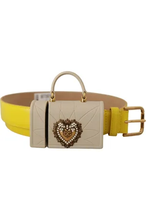 Dolce & Gabbana Tilbehør, Dame, Flerfarvet, 70 CM, Læder, Elegant Gul Læder Hovedtelefon Bælte