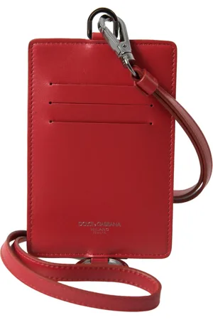 Dolce & Gabbana Tilbehør, unisex, Rød, ONE SIZE, Læder, Luksus Rød Læder Snor Kortholder