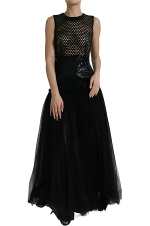 Dolce & Gabbana Kjole, Dame, Sort, 3XS, Tyl, Maxi Dresses