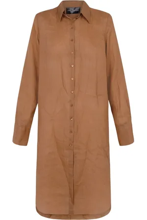 Cortana Bluser & Skjorter, Dame, Brun, 2XL, Oversized Ramie Terracotta Skjorte