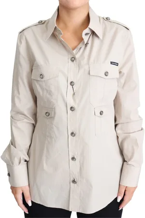 Dolce & Gabbana Bluser & Skjorter, Dame, , XL, Bomuld, Elegant Bomuld Safari Skjorte