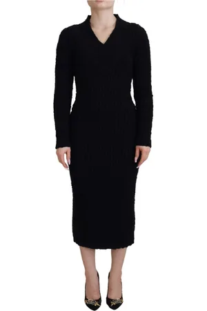 Dolce & Gabbana Kjole, Dame, Sort, 3XS, Uld, Knitted Dresses