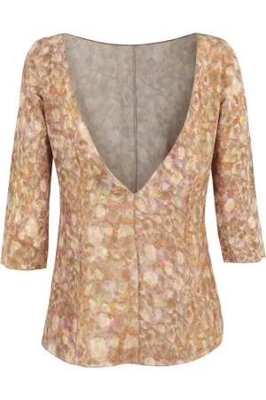 Cortana Bluser & Skjorter, Dame, Flerfarvet, 2XL, Vendbar Silke Top Azalea Print