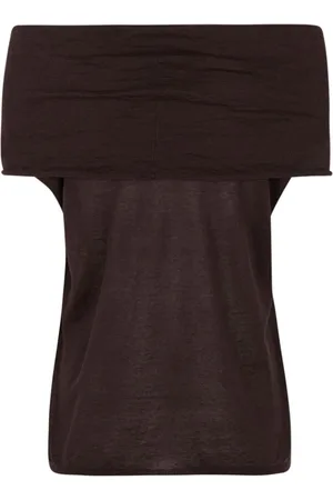 Cortana Strik, Dame, Brun, 2XL, Uld, Brun Linned Off-Shoulder Strik Top