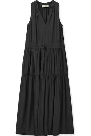 Mos Mosh Kjole, Dame, Sort, XS, Sort V-Hals Ruffle Kjole