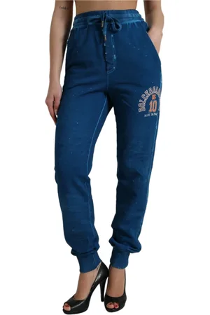 Dolce & Gabbana Bukser, Dame, Blå, XS, Bomuld, Sweatpants