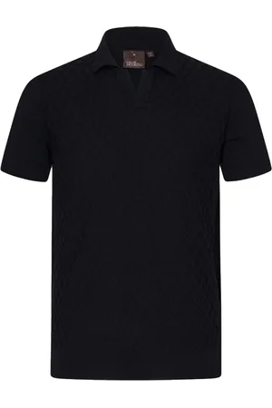 Oscar Jacobson Top, Herre, Blå, M, Bomuld, Slim Fit Strikket Polo Shirt