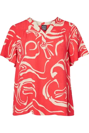Pont Neuf Bluser & Skjorter, Dame, Rød, 2XL, Rayon, Abstrakt Tomatbluse