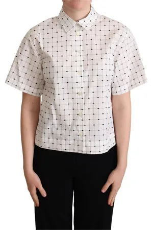 Dolce & Gabbana Bluser & Skjorter, Dame, Hvid, M, Bomuld, Monokrom Polkaprikket Polo Shirt