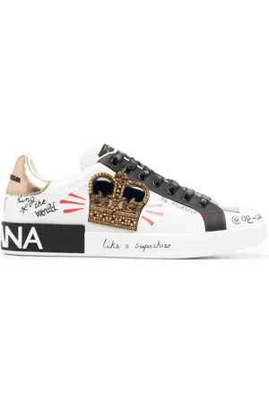 Dolce & Gabbana Sko, Herre, Hvid, 41 1/2 EU, Uld, Portofino Sneakers