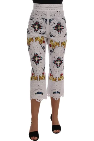 Dolce & Gabbana Bukser, Dame, Flerfarvet, S, Majolica Broderede Capri Bukser