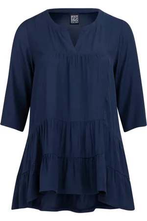 Pont Neuf Bluser & Skjorter, Dame, Blå, 5XL, Tyl, Marineblå Tunika Lai - A-Shape Loose Fit