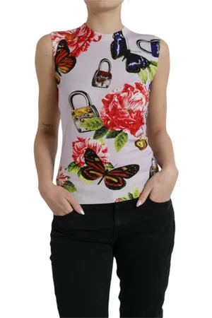 Dolce & Gabbana Top, Dame, Flerfarvet, 2XS, Cashmere, Ærmeløse toppe