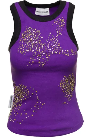 Des Phemmes Top, Dame, Lilla, XS, Bomuld, Ærmeløse toppe