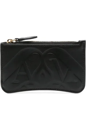 Alexander McQueen Tilbehør, Dame, Sort, ONE SIZE, Læder, Sort Læderpung med Logoprint