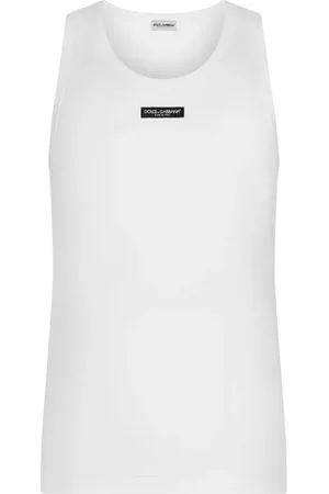 Dolce & Gabbana Top, Herre, Hvid, L, Bomuld, Hvid Tank Top med Logo Label
