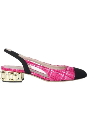 ROBERTO FESTA Sko, Dame, Lyserød, 38 EU, Uld, Fuchsia Slingback Sandaler Tweed Guld