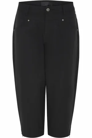 C.ro Bukser, Dame, Sort, XL, Uld, Sorte Capri Bukser med Lynlåsdetaljer