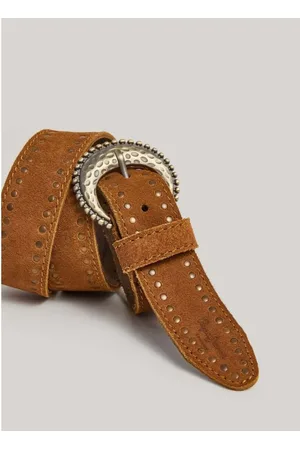 Pepe Jeans Tilbehør, unisex, Brun, S, Uld, Boho Ruskind Bælte med Metal Spænde