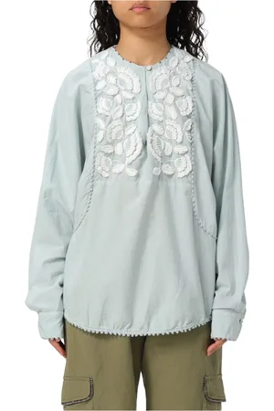 Bazar Deluxe Bluser & Skjorter, Dame, Blå, S, Uld, Dekoreret Skjorte