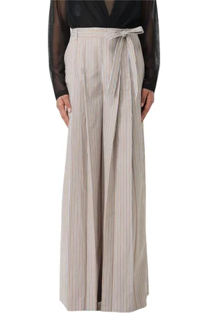 Alberta Ferretti Bukser, Dame, Flerfarvet, S, Stribet Poplin Bukser