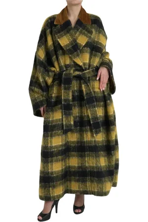Dolce & Gabbana Frakke, Dame, Flerfarvet, XS, Uld, Luksus Ternet Trenchcoat Gul