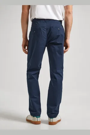 Pepe Jeans Bukser, Herre, Blå, W33, Bomuld, Slim Chino Bukser Poplin Bomuld