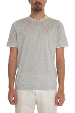Gran Sasso Top, Herre, Grå, 3XL, Bomuld, Silke Bomuld Kontrast T-shirt