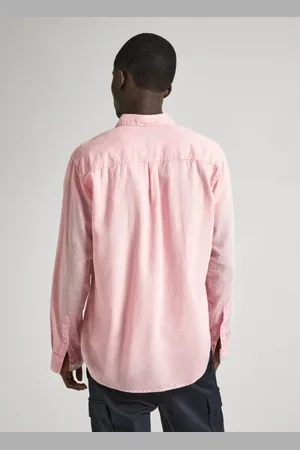 Pepe Jeans Jakke, Herre, Lyserød, M, Linned, Rose Linnedskjorte Langærmet