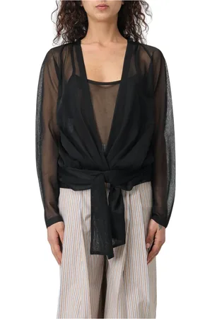 Alberta Ferretti Bluser & Skjorter, Dame, Sort, M, Polyester, Crepe Viscose Cardigan