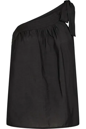 Co`Couture Top, Dame, Sort, L, Uld, Asymmetrisk Sort Top med Flæsedetalje