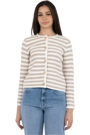 Neo Noir Jakke, Dame, Flerfarvet, 2XL, Bomuld, Stribet cardigan med knapper