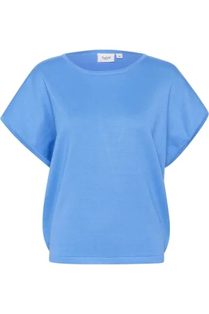 Saint Tropez Strik, Dame, Blå, M, Afslappet Silhuet Strik Pullover Provence