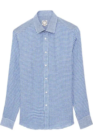 Inès de la Fressange Skjorte, Herre, Blå, M, Linned, Vichy Linnedskjorte