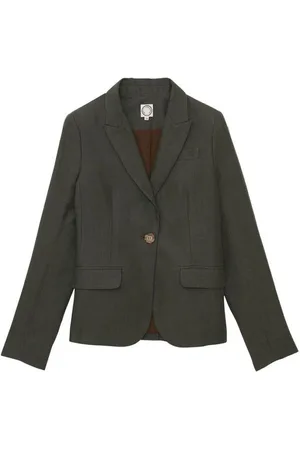 Inès de la Fressange Jakke, Dame, Grøn, XL, Uld, Mørkegrøn Linen Nicoletta Jakke