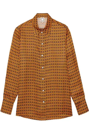 Inès de la Fressange Bluser & Skjorter, Dame, Brun, S, Satin, Printet Satin Skjorte