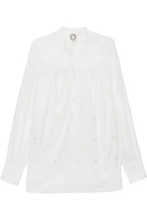 Inès de la Fressange Bluser & Skjorter, Dame, Hvid, L, Bomuld, Hvid broderet bluse Ornella