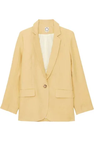 Inès de la Fressange Jakke, Dame, Gul, L, Linned, Citron Linned Bruna Jakke