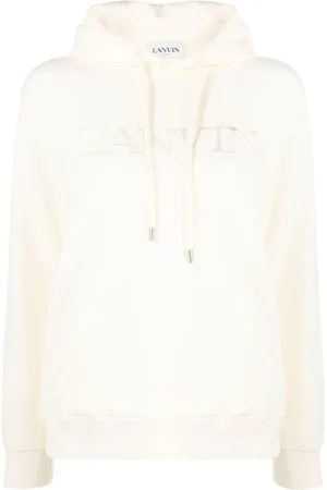 Lanvin Sweathshirts & Hoodies, Dame, Hvid, M, Bomuld, Broderet Regular Fit Hættetrøje
