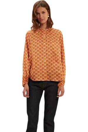 Inès de la Fressange Bluser & Skjorter, Dame, Flerfarvet, 2XS, Uld, Rød Fountain Bluse