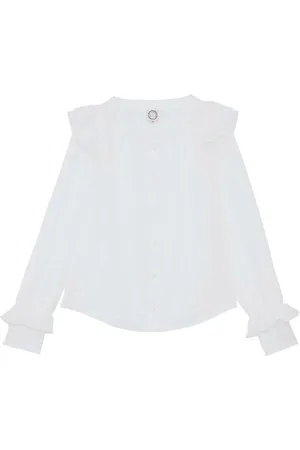 Inès de la Fressange Bluser & Skjorter, Dame, Hvid, 2XS, Bomuld, Moderne Rynket Silke Bomuld Top